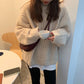 Thick Solid Color Twist Sweater Women's Winter Loose Round Neck Wild Knitted Jacket