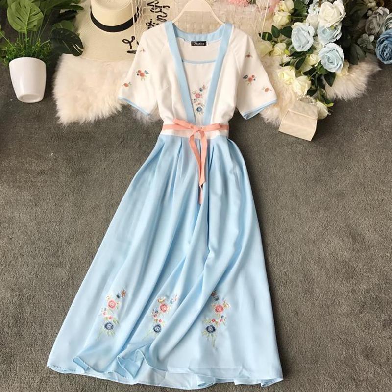 Summer Dress Improved Hanfu Daily Chinese Element Female Ancient Costume Student Fresh and Elegant Fairy Chinese Style Dress Ancient Style