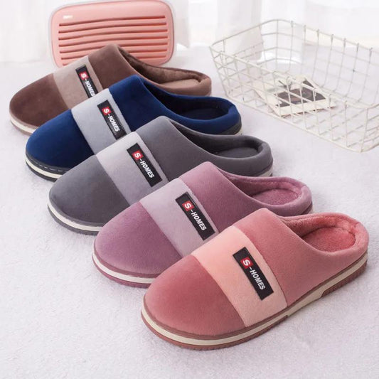 Fall and Winter Men's and Women's Cotton Slippers Indoor Warm Flat Shoes Dirt-resistant and Durable
