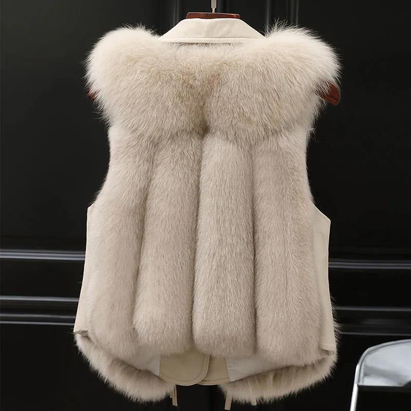 Fur Vest Women's Winter Wear Thick Imitation Fox Fur Vest Faux Fur To Keep Warm Comfortable and Soft Women's Sleeveless Suit Collar Jacket