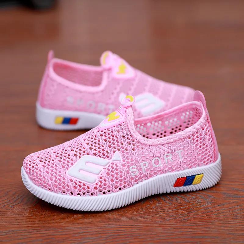 Children's Summer Light Shoes Big Boys and Girls Anti-slip Mesh Casual Shoes Soft Sole Flat Hollow Out Sport Shoes
