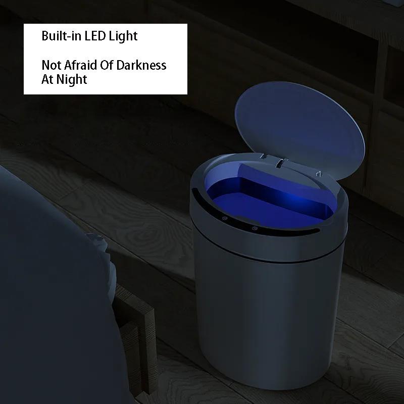 Smart Trash Can Household Battery with Cover Automatic Induction Living Room Bathroom Toilet Kitchen Creative Electric Waste Paper Basket