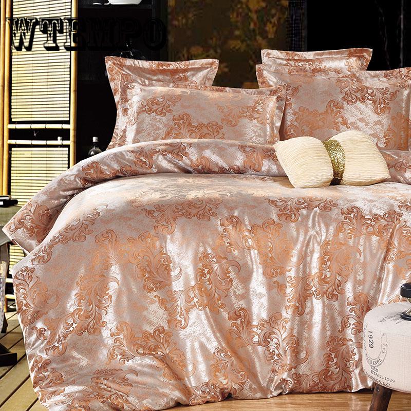 4pcs  Luxury Jacquard Duvet Cover Bedding Set  Full /Queen Size Embroidery Bed Set Bed Sheet