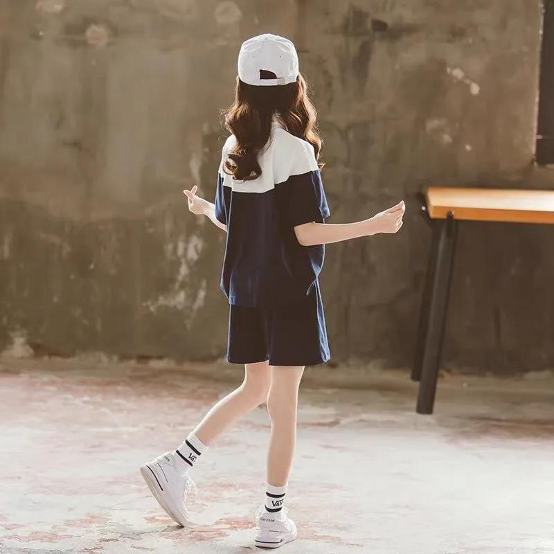 Girls' Summer Suits Children's Fashion Western Style Sports Net Red Summer Clothes Children's