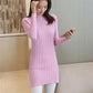 Mid-length Knitted Slim-fit Sweater, Solid Color Padded Bottoming Shirt, Round Neck Dress In Autumn and Winter