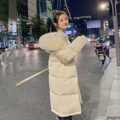 Plus Size Down Padded Jacket Women's Winter Mid-length Korean Style Cotton-padded Jacket Loose Padded Jacket