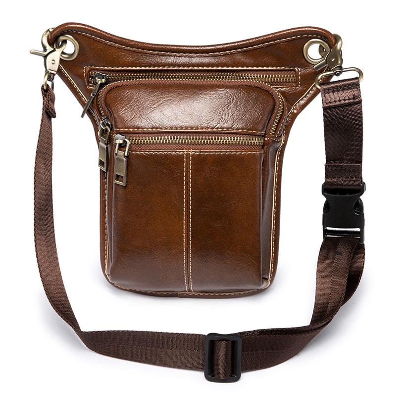 Waist Bag Men Pu Leather Waterproof Multi-layer Zipper Messenger Bag Outdoor Sports Shoulder Bag