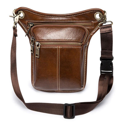 Waist Bag Men Pu Leather Waterproof Multi-layer Zipper Messenger Bag Outdoor Sports Shoulder Bag