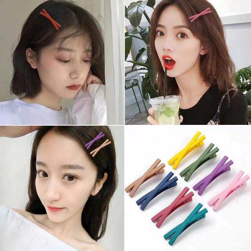 Candy-colored Frosted Hairpin Simple and Cute Cross-side Clip Girl Word Clip Bangs Clip Children's Hairpin Hair Accessories