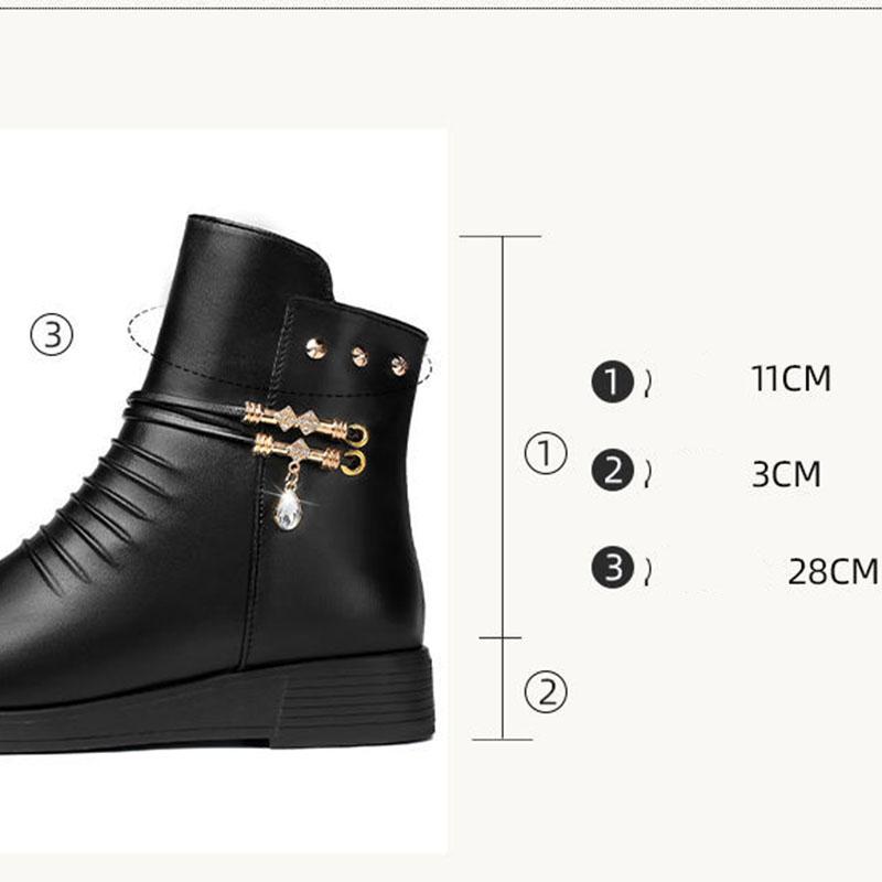 Women's Boots Autumn Winter Cotton Boots Soft Soled Short Boots Plus Velvet Flat Bottom Women's Leather Shoes Warm Middle-aged Elderly Women's Shoes