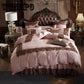100%Cotton Lace Bed Linen Solid Color Home Textile Bedding Set Quilt Cover Pillowcase Sheet 4pcs/set