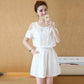 Cotton Short Off-shoulder Dress Floral Waist Slimming Dress Ladies Off-shoulder Dress Cotton Fabric Sweat-absorbent and Breathable