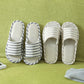 Men and Women Four Seasons Linen Thick-soled Slippers Couple Horizontal Stripes Simple Home Bedroom Slippers Floor Confinement Shoes