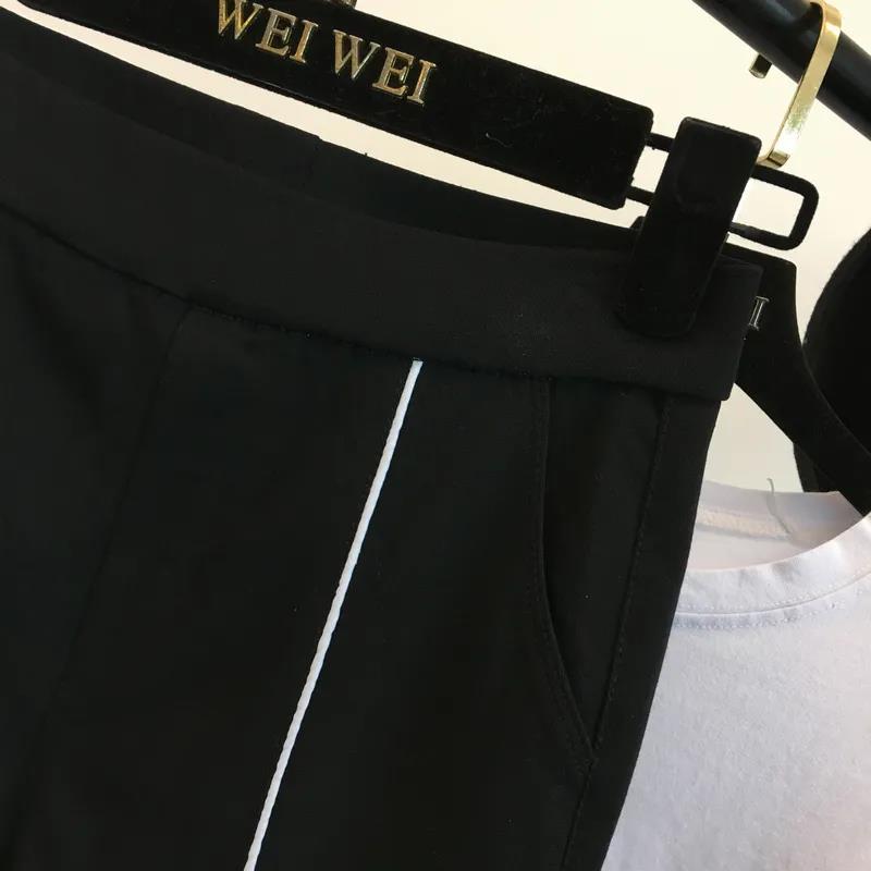 Spring and Autumn Women's Pants Casual Elastic Waist Look Thin and Contrast Three-dimensional Slim Stretch Flared Pants with Slits