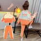 Girls Spring and Autumn Clothing, Children's Breathable Sportswear, Girls' Casual Splicing Contrast Color Printing Pullover Two-piece Set
