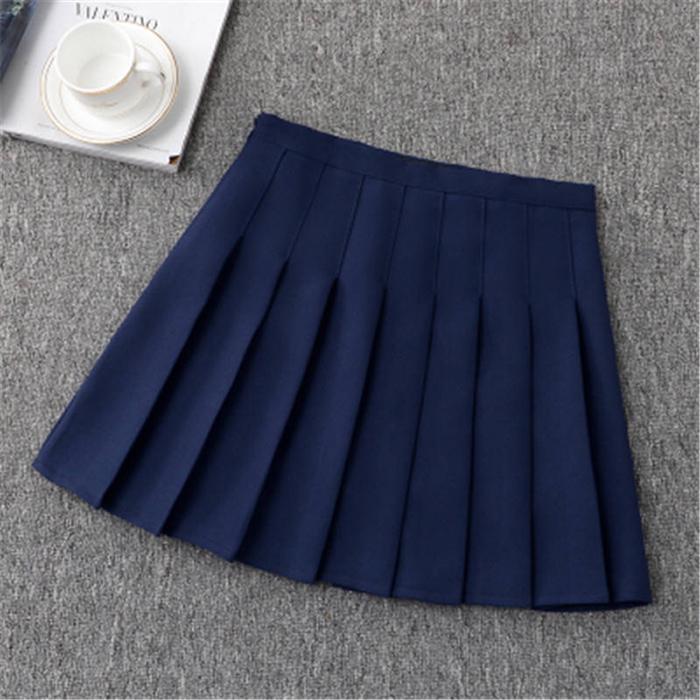 Women Large Size High Waist Was Thin Pleated Skirt Anti-light Student Sexy Solid Color A-line Skirt