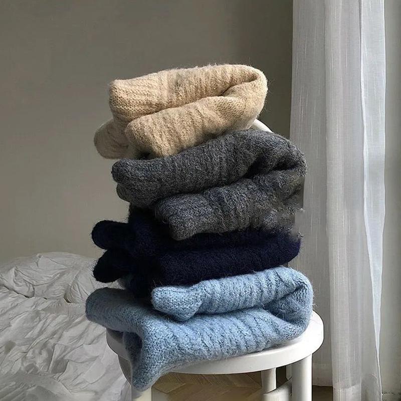 Japanese Retro Gentle and Thick Autumn and Winter Knit Sweater Round Neck Lazy Loose Padded Outer Sweater Women's Warm Women's Blouse
