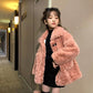 Girls Lamb Wool Coat Fur Winter Clothing Plush Thick Warm and Windproof Jacket
