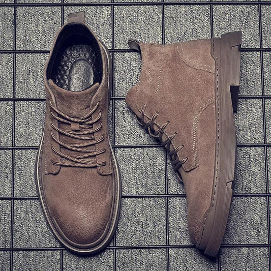 Autumn Winter Martin Boots Men's Plush Warm Cotton Boots Men's Leather Cotton Casual Snow Boots