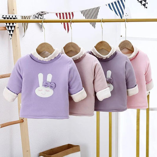 Children's Velvet Padded Winter Quilted Cotton Clothing Turtleneck Pullover Quilted Jacket Warm Sweater