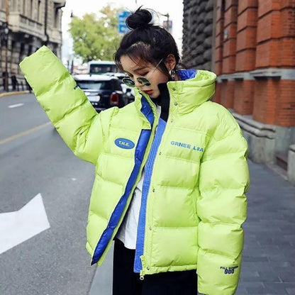 Winter Short Ladies Down Jacket Korean Fashion Loose Thick Cotton Stand Collar Jacket