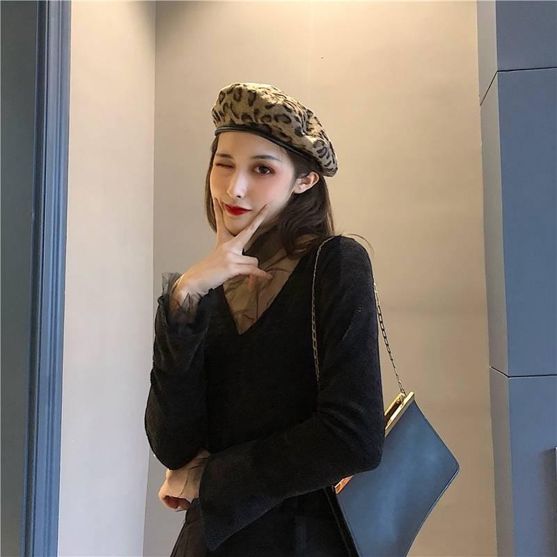 Pofulove Wild Stand-up Collar Net Gauze Style Slim Sexy Jacket Women Autumn and Winter Retro Chic