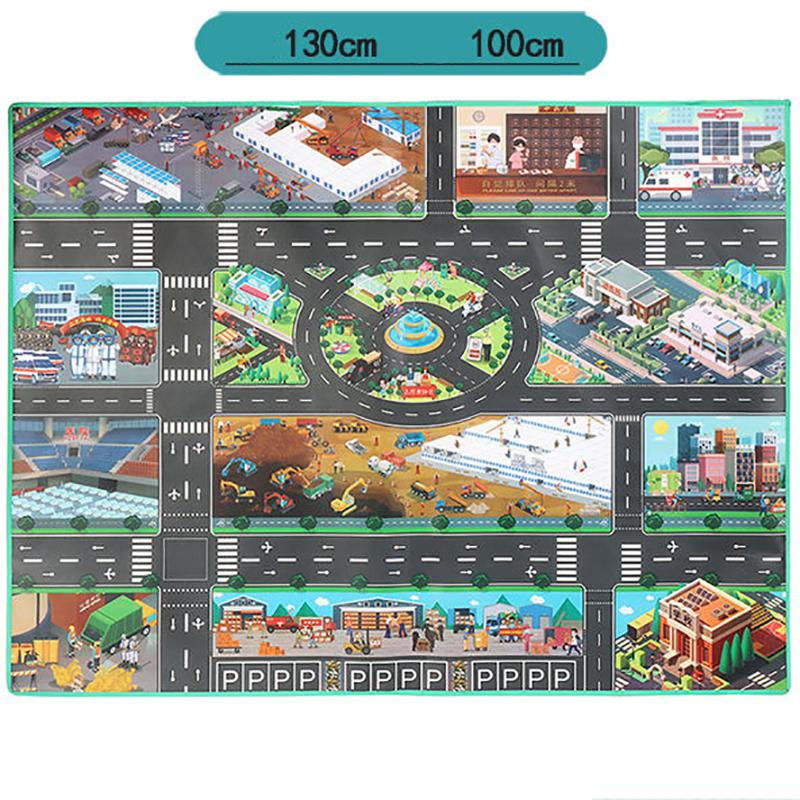 Highway Road Parking Map Play House Game Baby Crawling Mat Children's Urban Traffic Scene Map