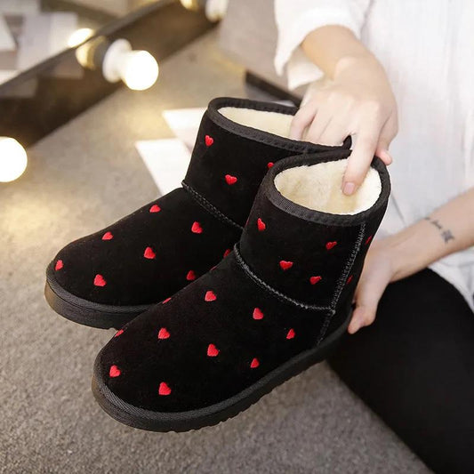 Snow Boots Women's Short Boots Autumn and Winter Anti-skid Thickening Warmth Flat-bottomed Women's Cotton Shoes Plus Velvet Cotton Boots