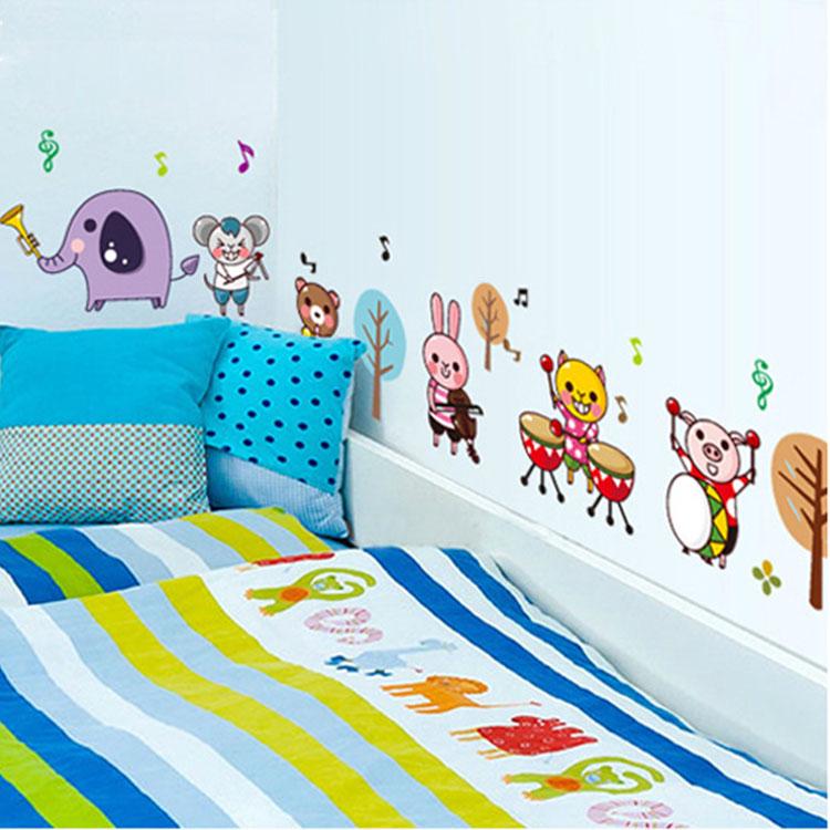Animal band cartoon wall stickers kindergarten bedroom living room background decoration removable