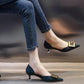 5cm Small Heels All-match Pointed Toe Low-heeled Single Shoes Women Spring and Autumn Mid-stiletto French High-heeled Shoes Summer