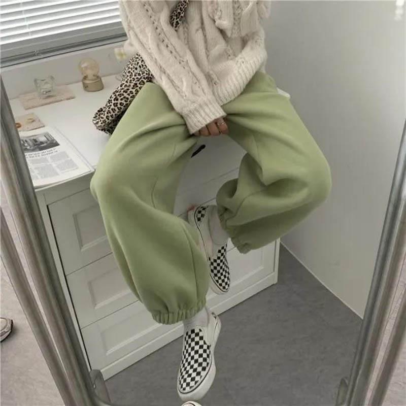 Pants Women's Autumn and Winter Korean Version of Ins Plus Velvet Thickening Trousers Loose Sports Casual Pants Tide