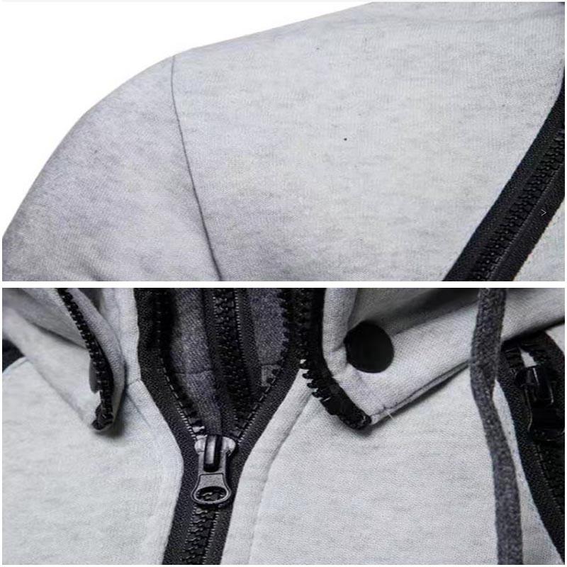 Zipper Men's Top Spring and Autumn Casual Fleece Coat Bomber Jacket Scarf Collar Fashion Hooded Men's Clothing Slim Hoodie