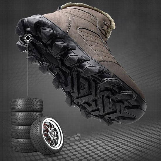 Leather Snow Boots Men Winter Plus Velvet High-top Boots Waterproof Non-slip Warm Work Boots