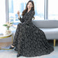 Chiffon Long Sleeve Dress Spring and Autumn Floral Chiffon Super Fairy Waist Beach Dress Long Skirt Fabric Lightweight Breathable