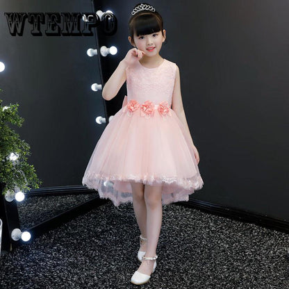 Girls Sleeveless Princess Dress with Flower for Children Clothes Kids Wedding Party Birthday Dresses