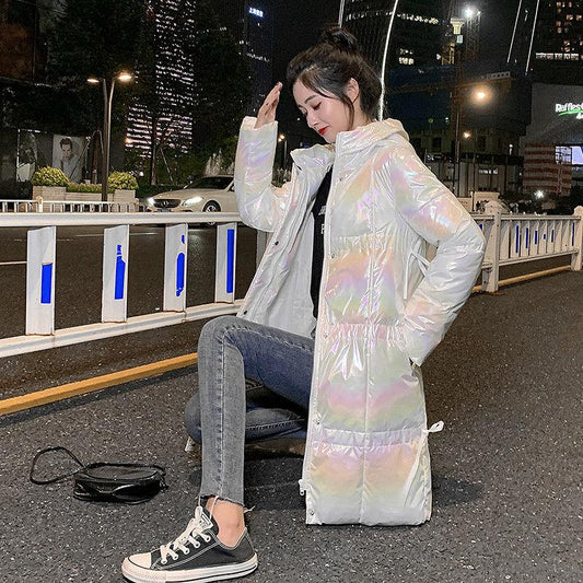 Shiny Cotton Cotton Women's Winter Clothes New Style Cotton Cotton Women's Mid-length Cotton Colorful Colorful Loose Bread Clothes