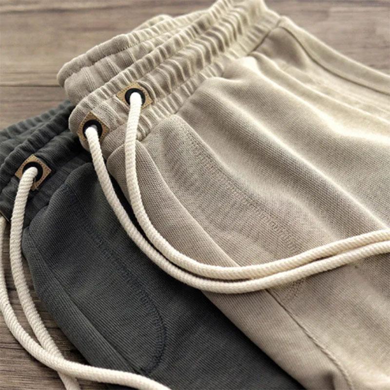 Knitted Shorts Men's Retro Cotton Do Old Lazy Elastic Waist Sports Loose Casual Five-point Pants Summer Men