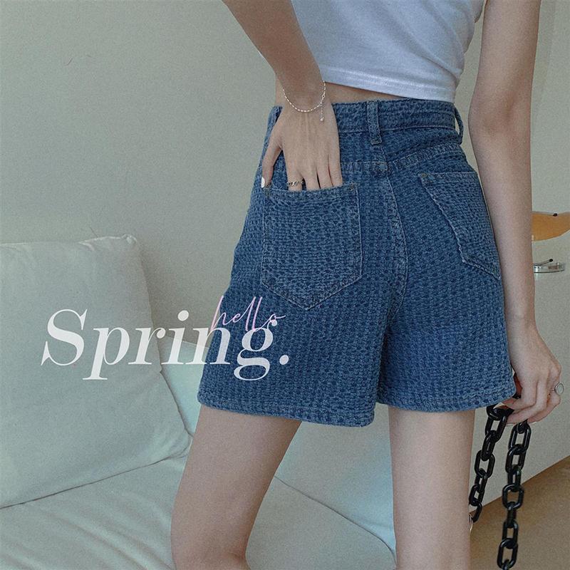 A-line Denim Shorts Women's Summer High Waist All-match Loose Korean Style Thin Casual Student Shorts