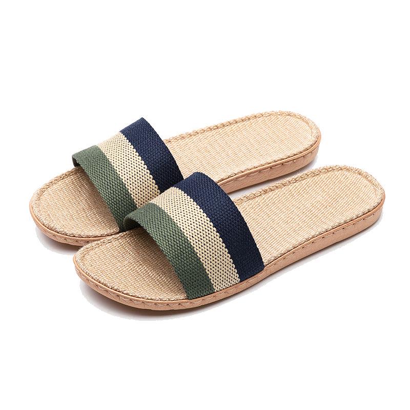 Home Slippers Men and Women Couple Linen Slippers Spring and Summer Autumn Indoor Floor Non-slip Home Slippers