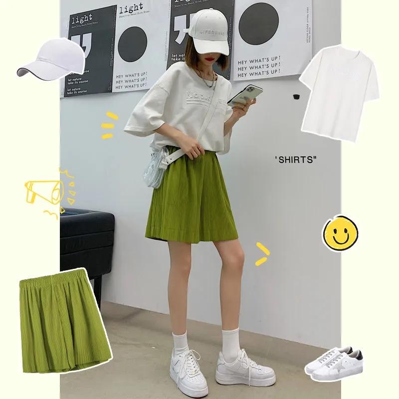 Five-point Shorts Women's Summer Wear Wide-leg Pants Loose Straight Casual Plus Size Pants Sports Thin Fitness Home Pants