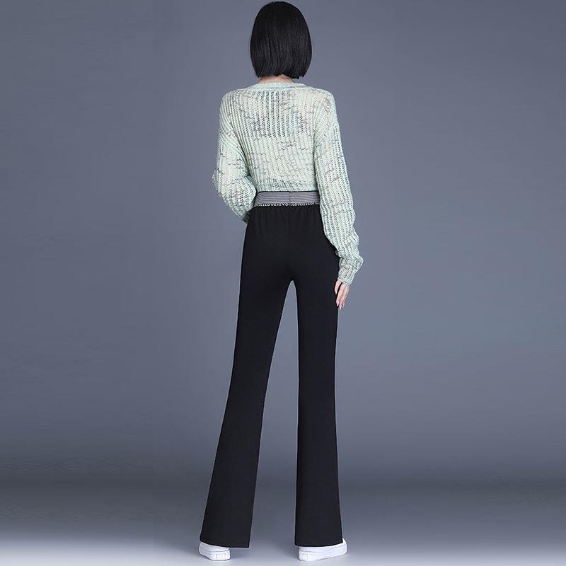 Pants Autumn and Winter Women's Black High-waist Flared Pants Loose Stretch Casual Pants
