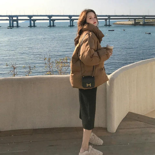 Women's Short Cotton Jacket Korean Style Loose Down Padded Jacket Student Bread Jacket