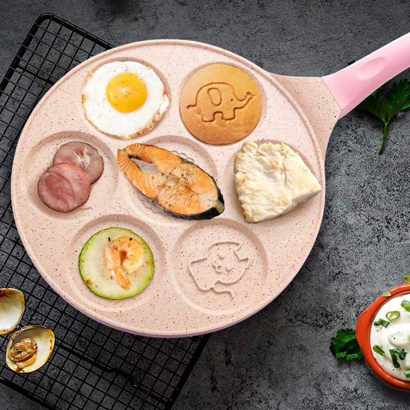 Seven-Hole Aluminum Alloy Frying Pan Animal Mold Waffle Pancake Omelette Pan Non-Stick Breakfast Egg Pot