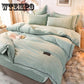 4pcs  Bedding Set Pure Color King Queen Size Bed Linens Fleece Duvet Cover Set Winter Home Bedding