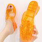 Crystal Jelly Plastic Wedge Heel Sandals and Slippers Women High-heeled Summer Wear Middle-heel Fashion Non-slip Thick Heel Slippers