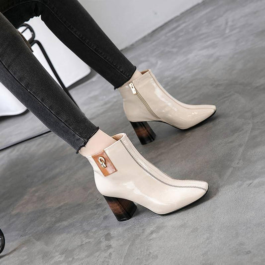 Ankle Boots for Women Autumn Winter High Heels Ladie Shoe Pointed Toe Martin Boots Woman Botas Femme