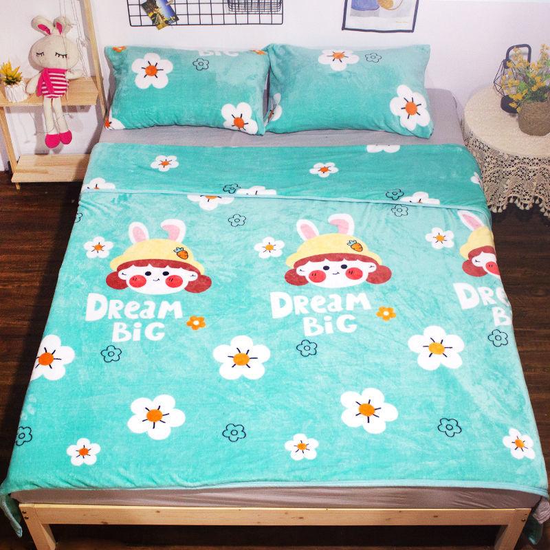 Double-sided Plus Fleece Sheets  Autumn Winter Warm Flannel Blanket Sheets Thicker Throw  Blankets for Kids Adult