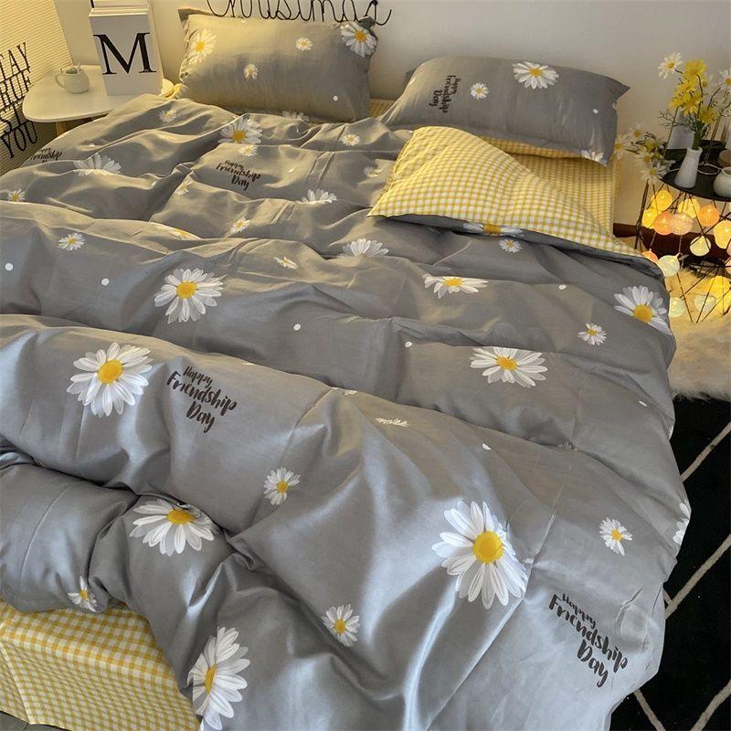 Bed Sheets Quilt Cover Pillowcase Four-piece Set Simple Double Bed Household Daily Necessities Four-piece Set, Bedding