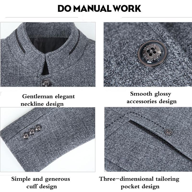 Middle-aged Men's Wool Stand Collar Jacket Autumn and Winter Fashion Handsome Gentleman Send Sweater Dress Jacket