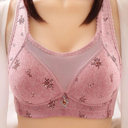 Ladies Cotton Thin Section Gather No Steel Ring Large Size Anti-glare Anti-sagging Top-up Shape Breathable Bra